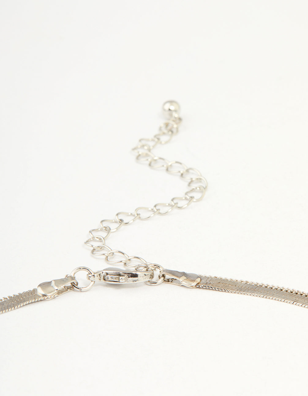 Silver Snake Chain & Organic Pendant Double Layered Necklace
