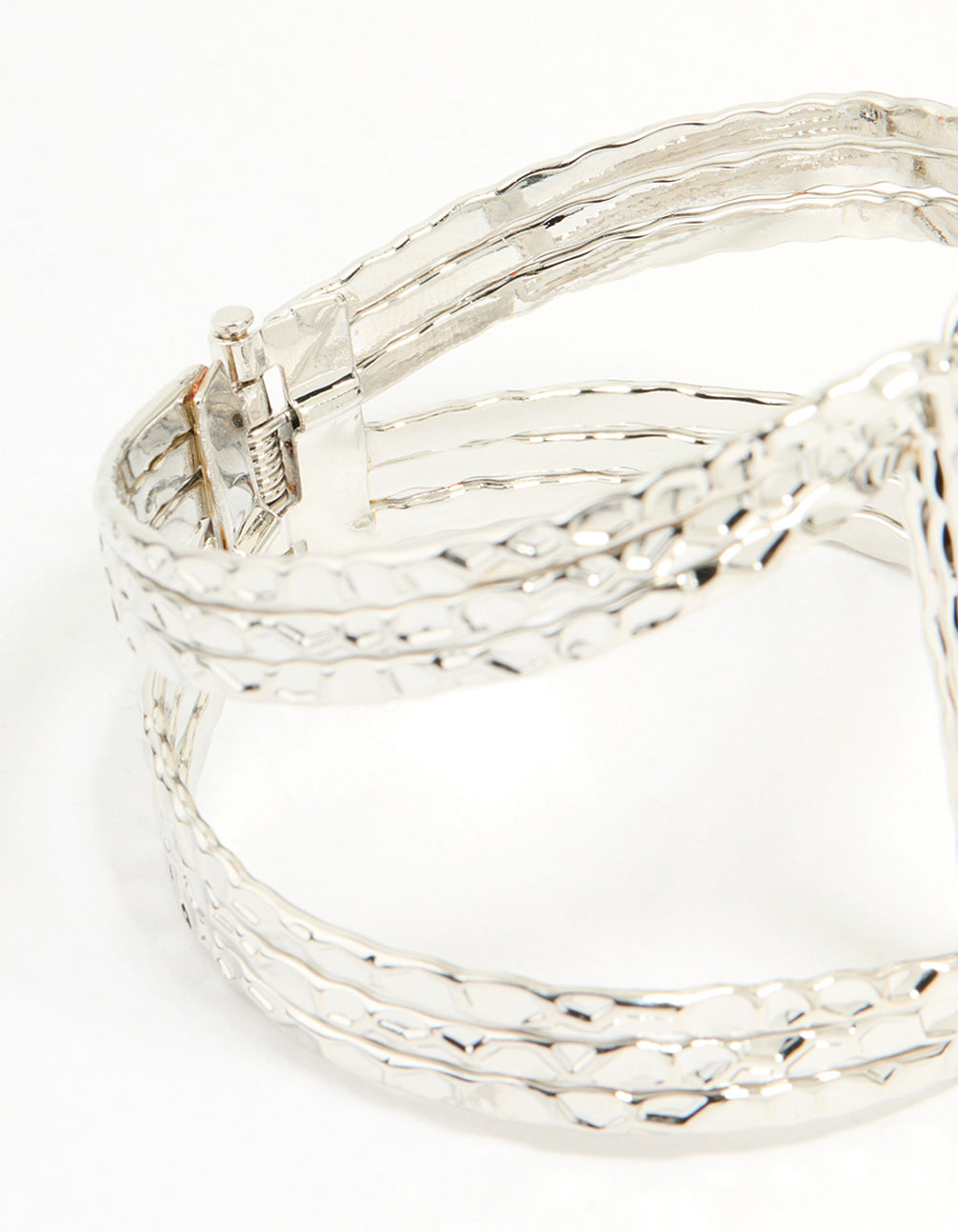 Silver Hammered Linear Wrist Cuff