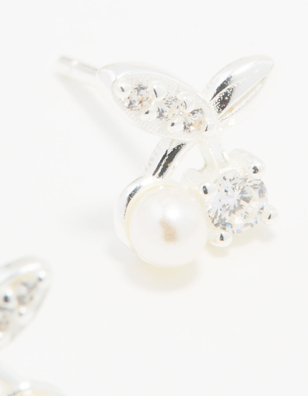 Sterling Silver Cubic Zirconia Cherry Stud Earrings