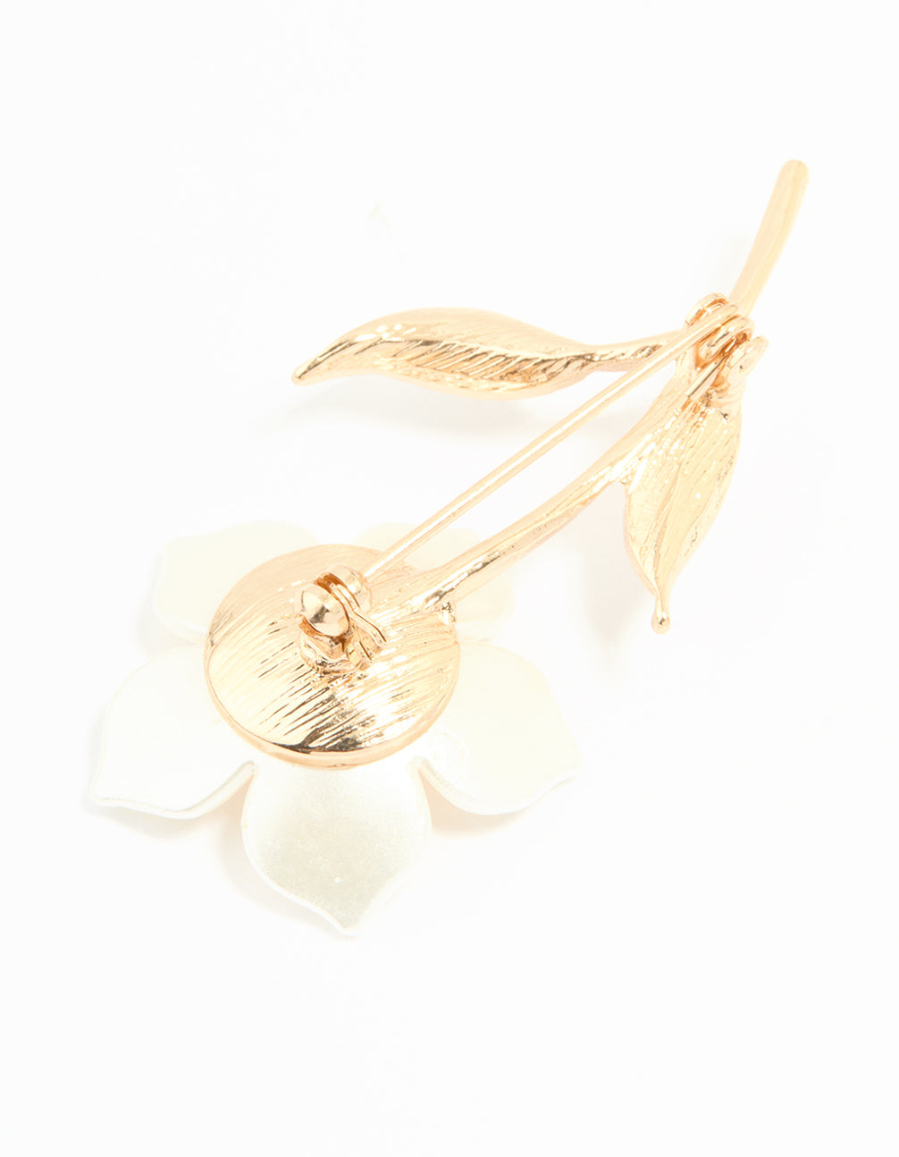 Gold Beaded Centre & Diamante Flower Brooch