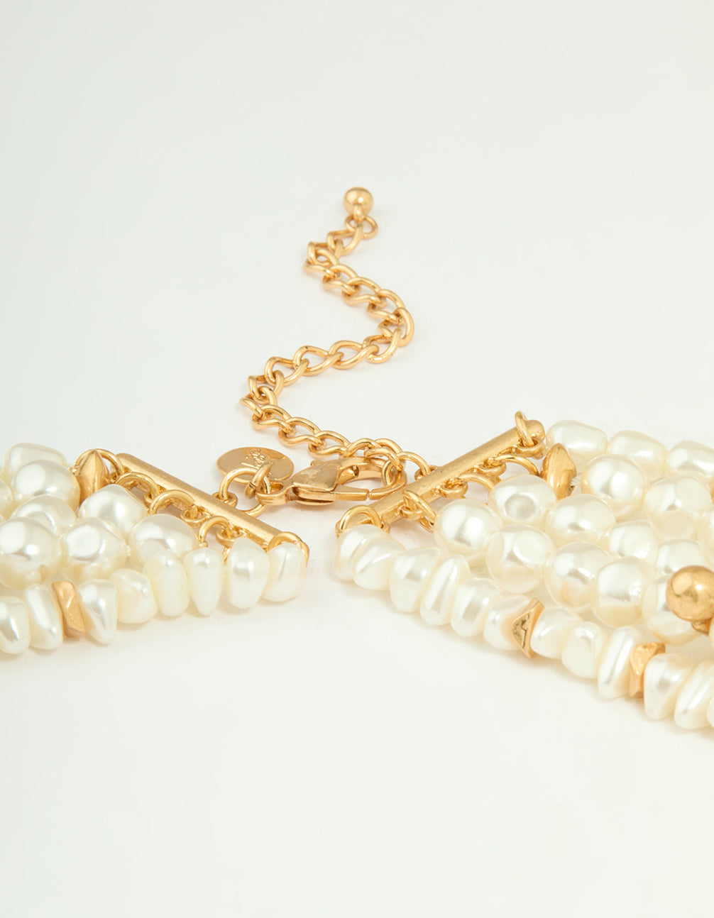 Worn Gold Pearl Layered Necklace