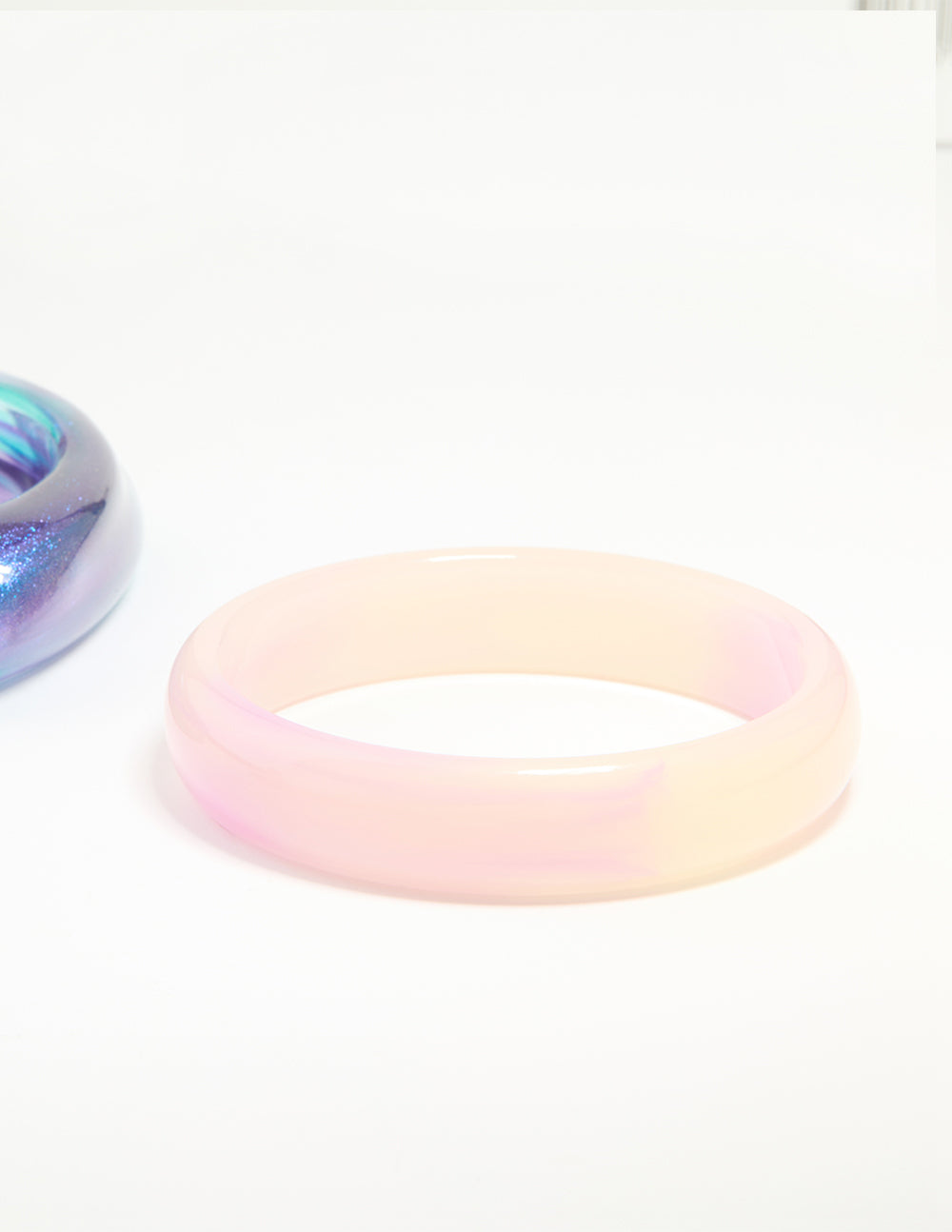 Purple Blue & Pink Acrylic Mermaid Bangles 3-Pack
