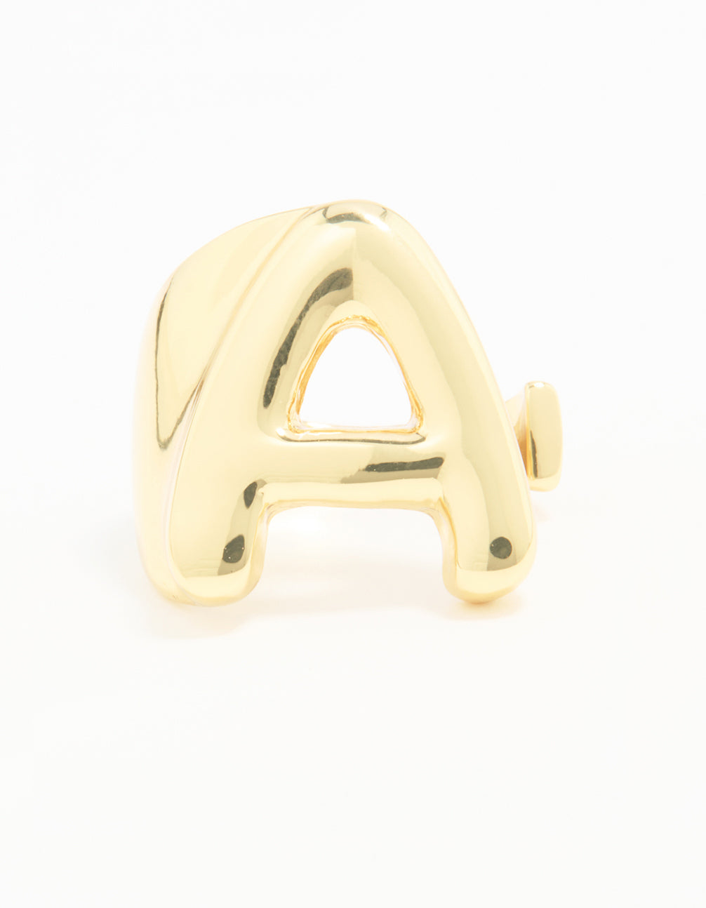 Gold Plated Bubble Letter A Ring