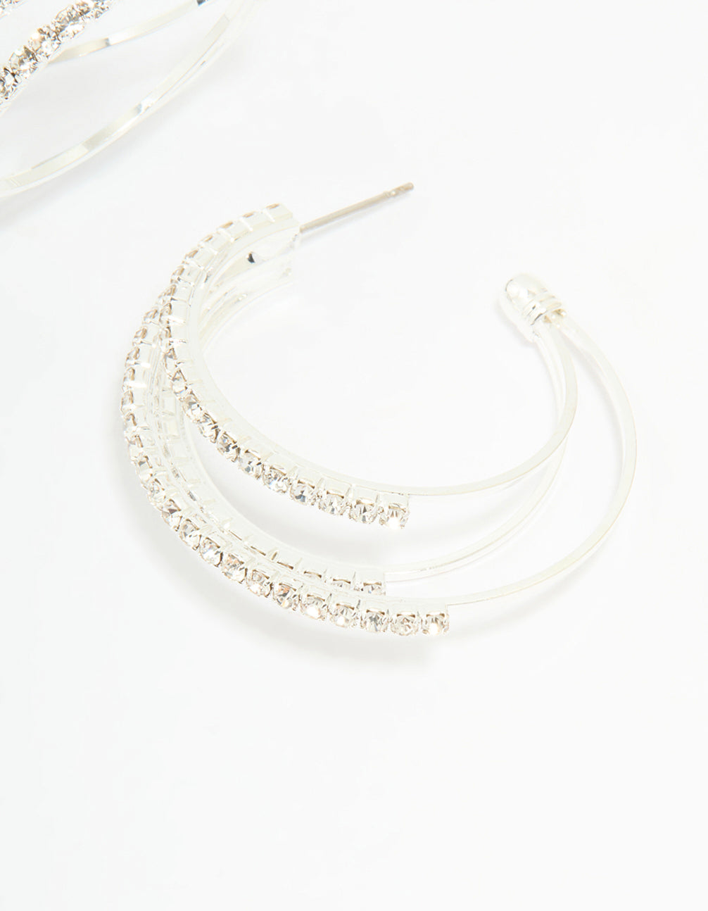 Silver Diamante Trio Hoop Earrings