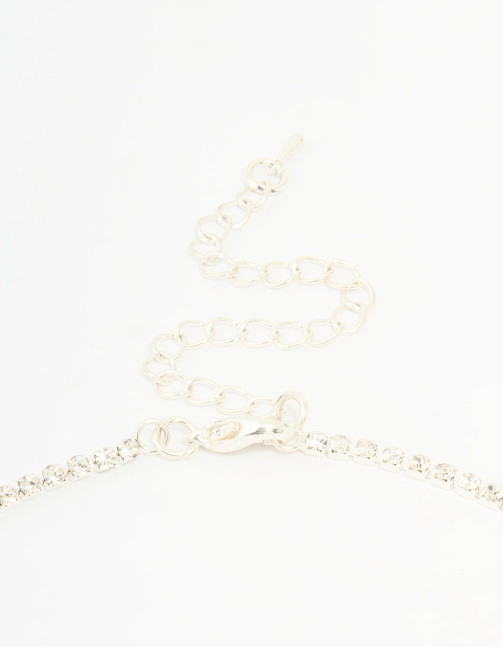 Silver Diamante Pearl Drop Y-Necklace & Earrings Set