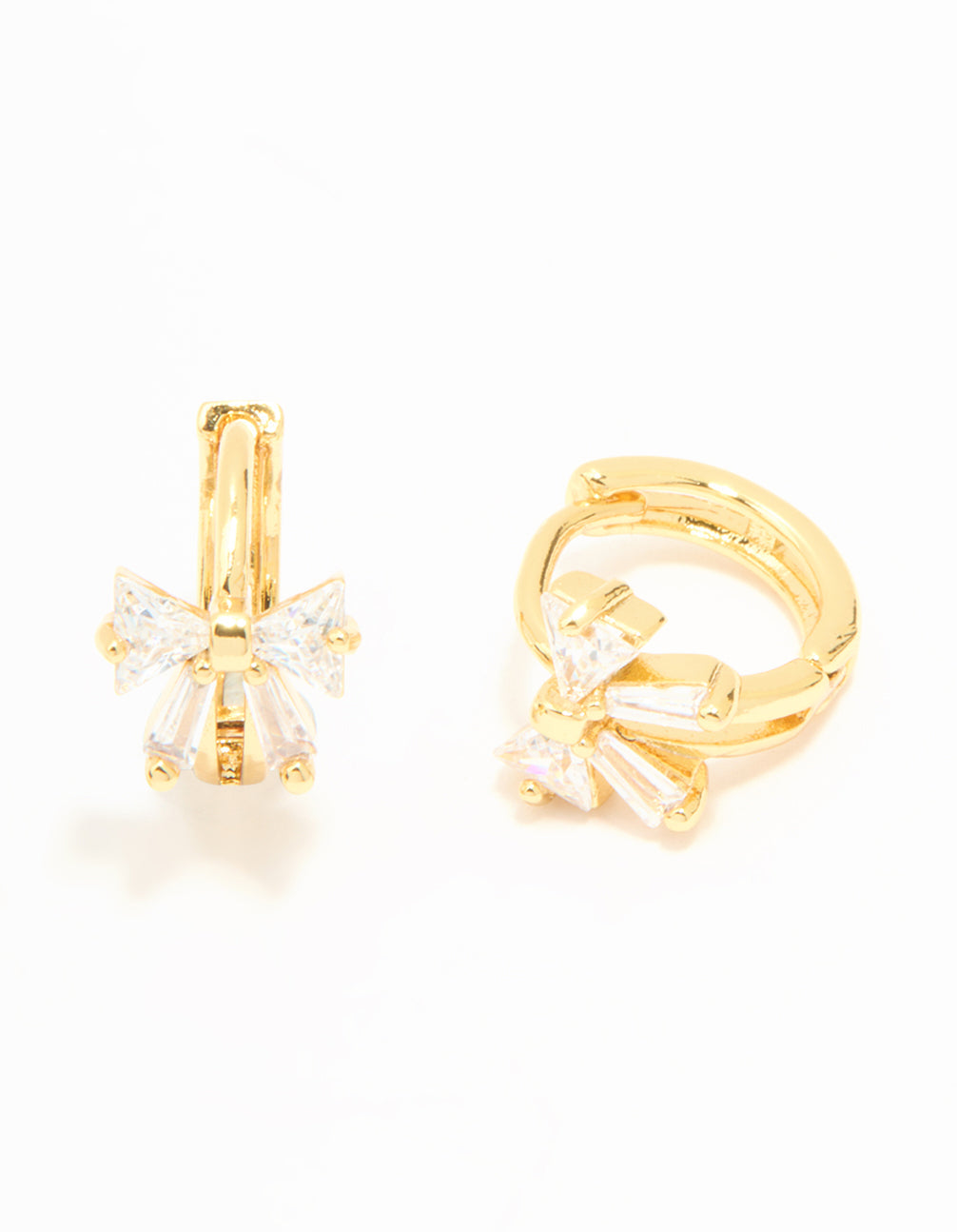 Gold Plated Cubic Zirconia Bow Hoop & Stud Earrings 2-Pack