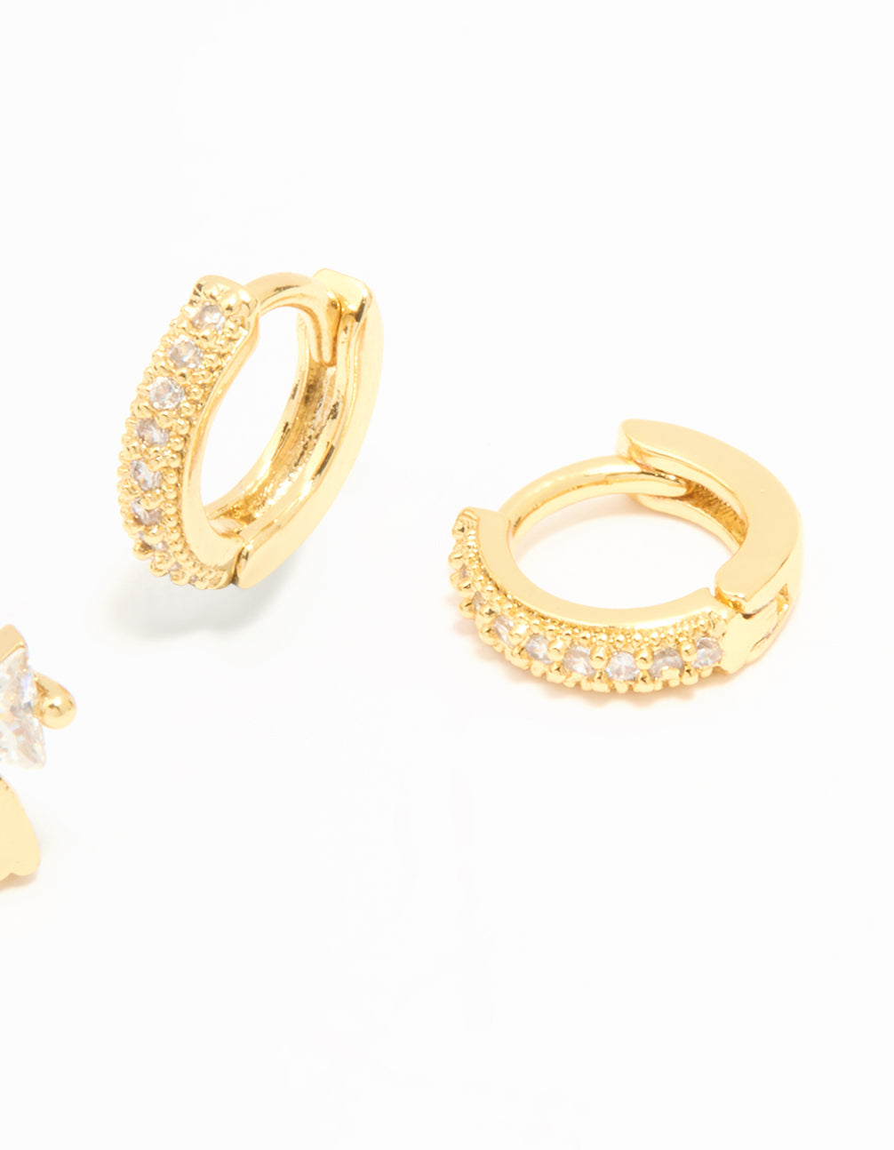 Gold Plated Cubic Zirconia Bow Studs & Hoop Earrings Pack