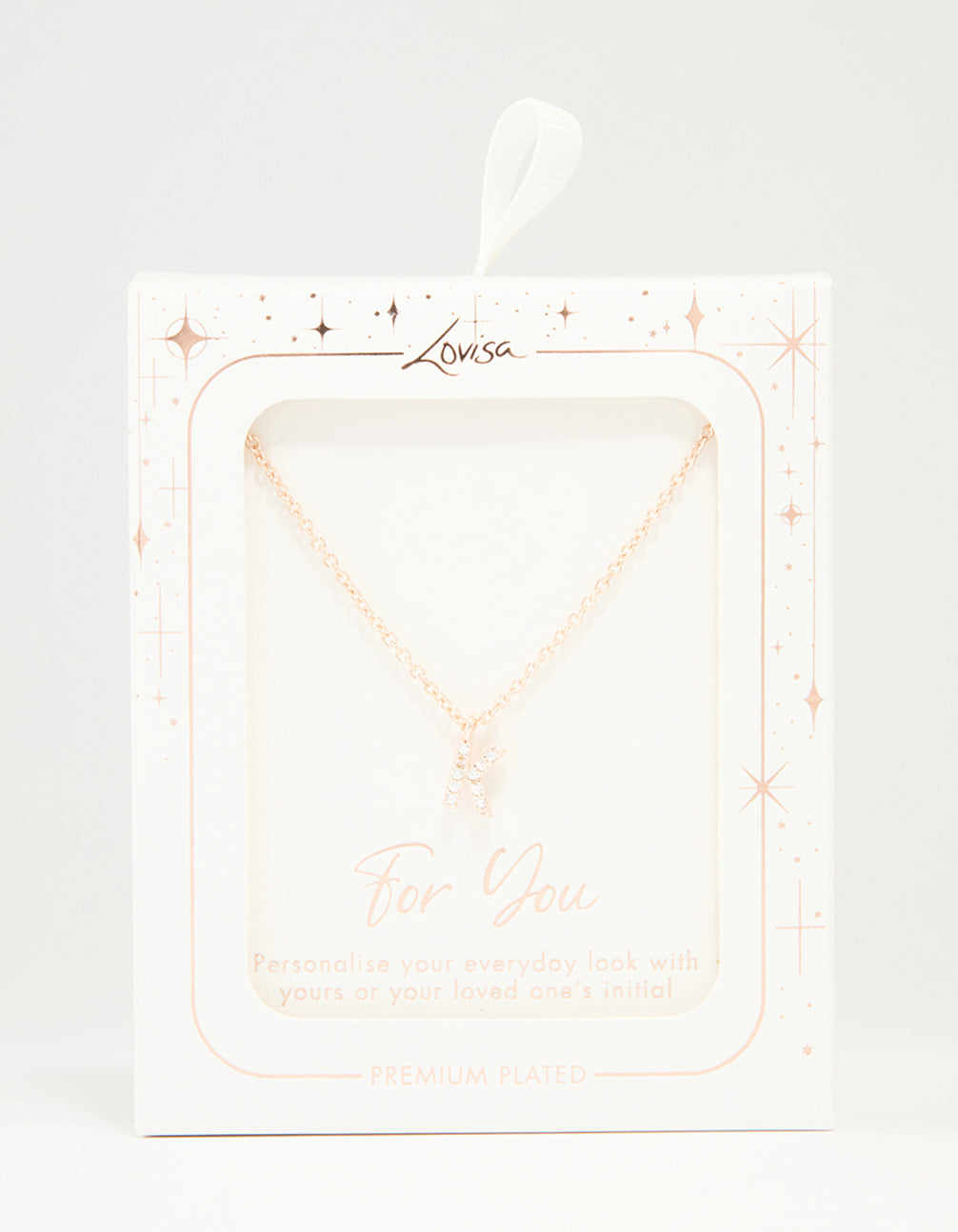 Rose Gold Plated Cubic Zirconia Letter K Necklace