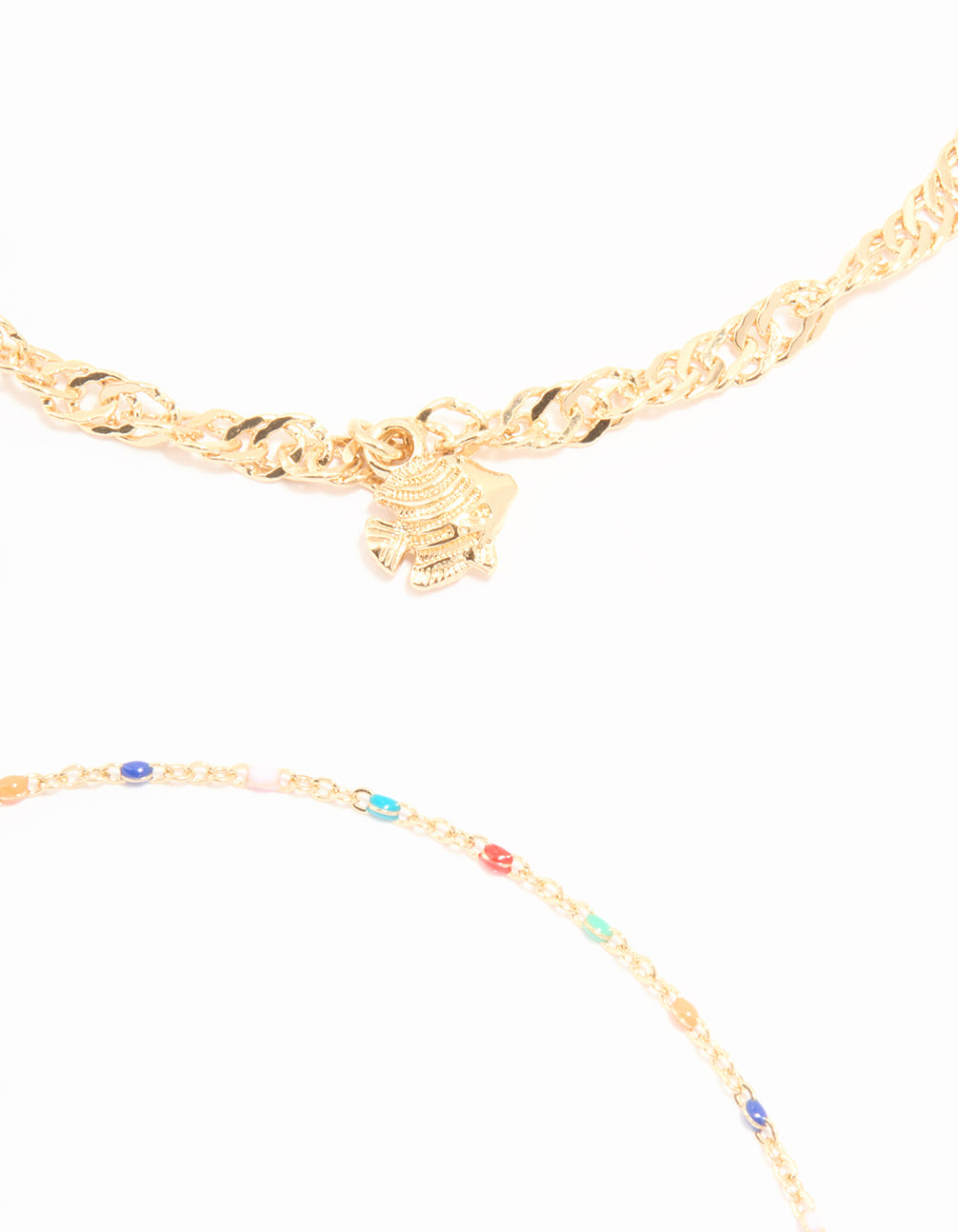 Gold Pearl & Fish Anklets 3-Pack