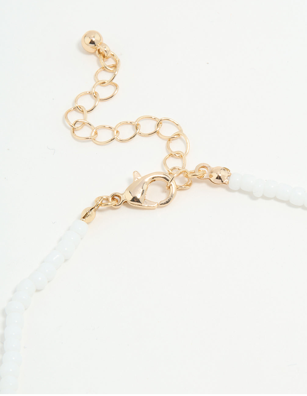 White Seed Beaded Coin Charm Anklet