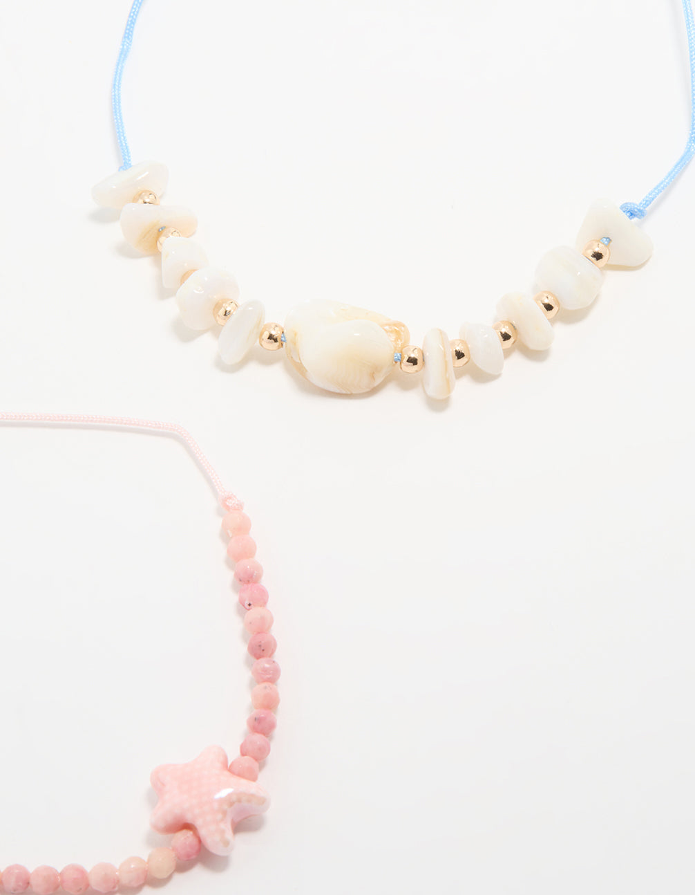 Gold Beaded Rope Shell & Fish Anklets 3-Pack