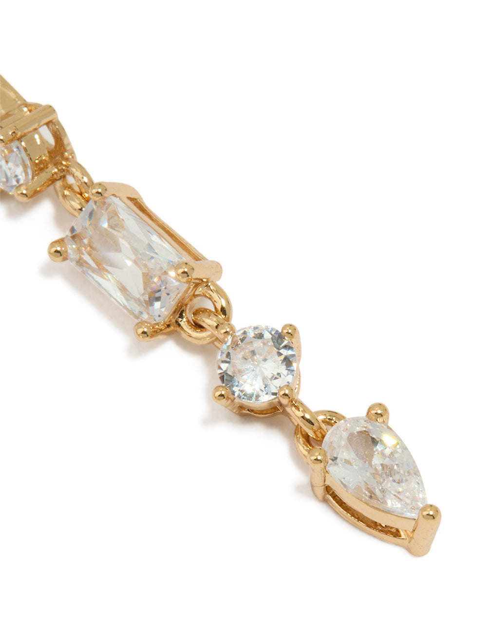 Gold Cubic Zirconia Long Drop Earrings