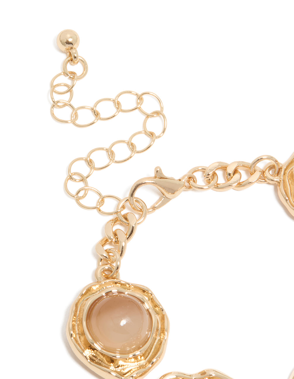 Gold Multi-Toned Stones Molten Circle Bracelet