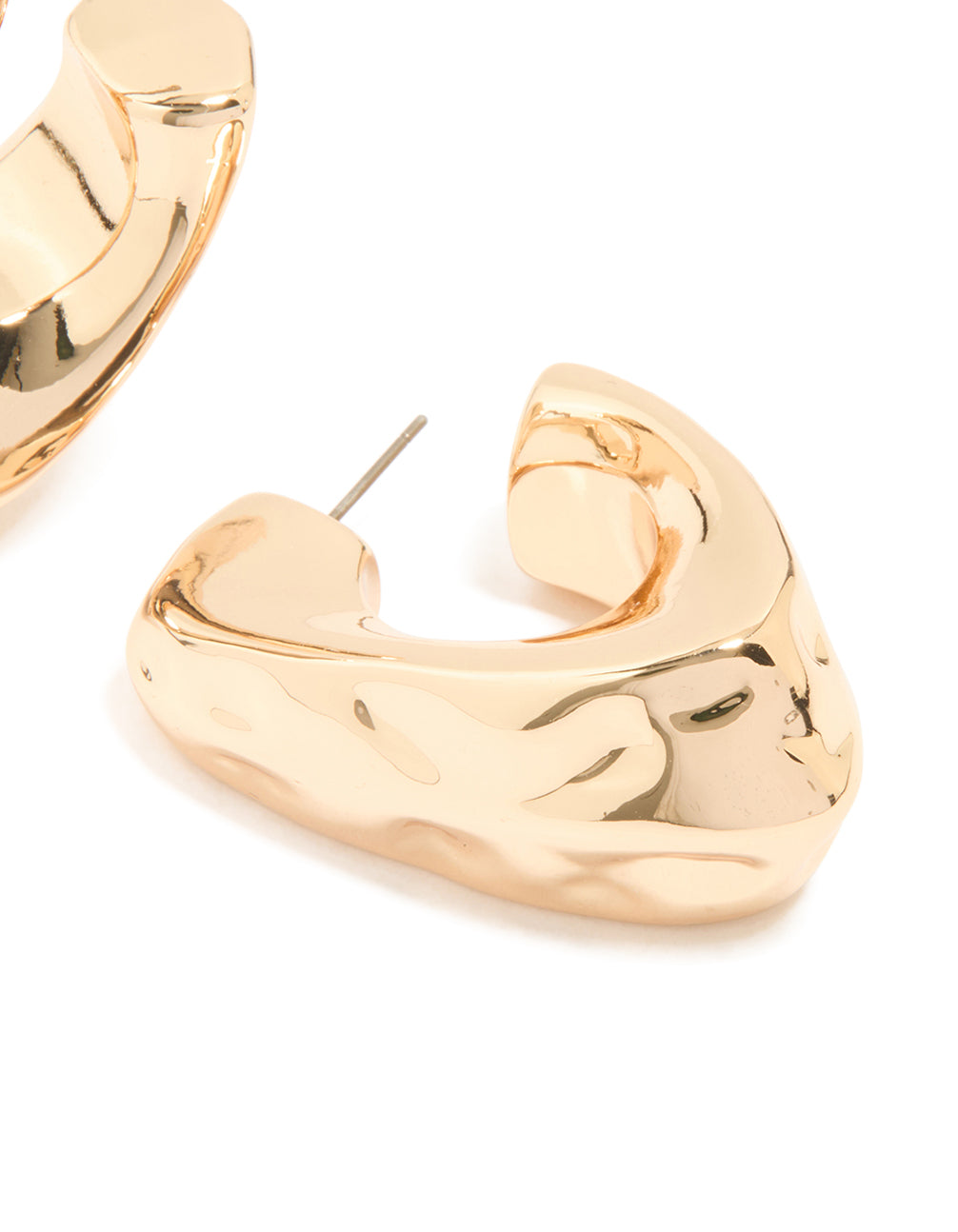 Gold Molten Triangle Hoop Earrings