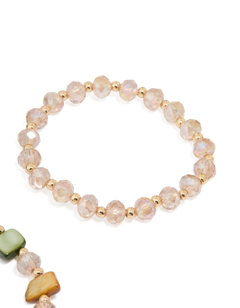 Neutral Beaded & Genuine Shell Stretch Bracelets 3-Pack