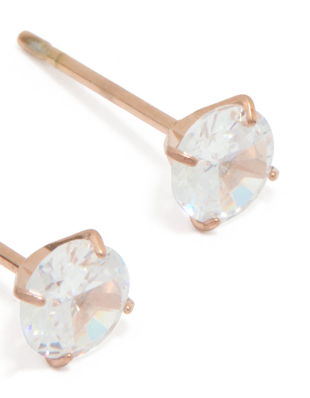 Rose Gold Plated Sterling Silver Cubic Zirconia Stud Earrings 5 MM
