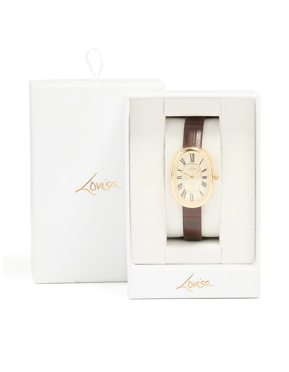 Brown PU Leather Oval Face Vintage Watch