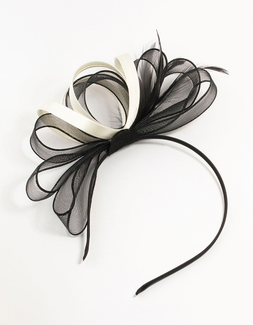 Black & Cream Feather Fascinator