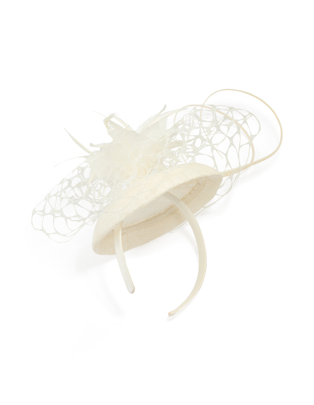 White Feather Flower Veil Large Fascinator