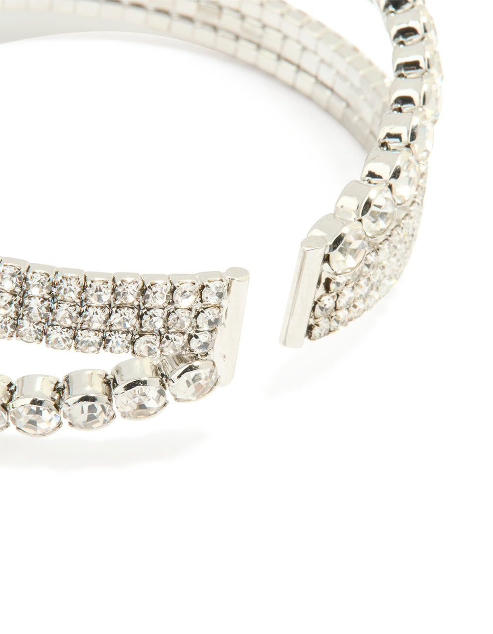 Silver Diamante Crossed Wrist Cuff
