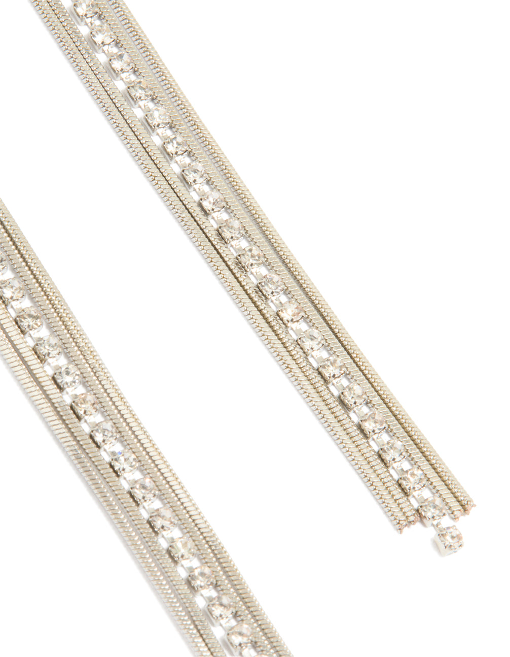 Silver Diamante Stud & Cuff Drop Earrings