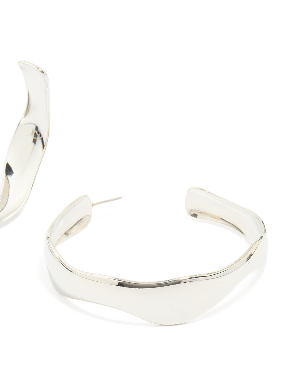 Silver Organic Hammered Hoop Earrings