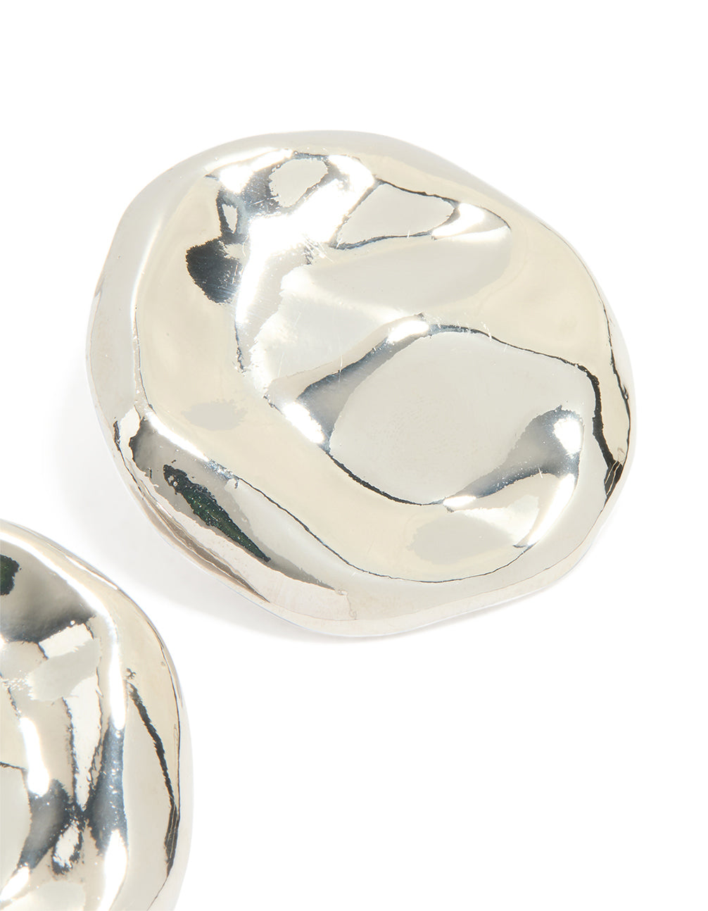 Silver Organic Circle Stud Earrings