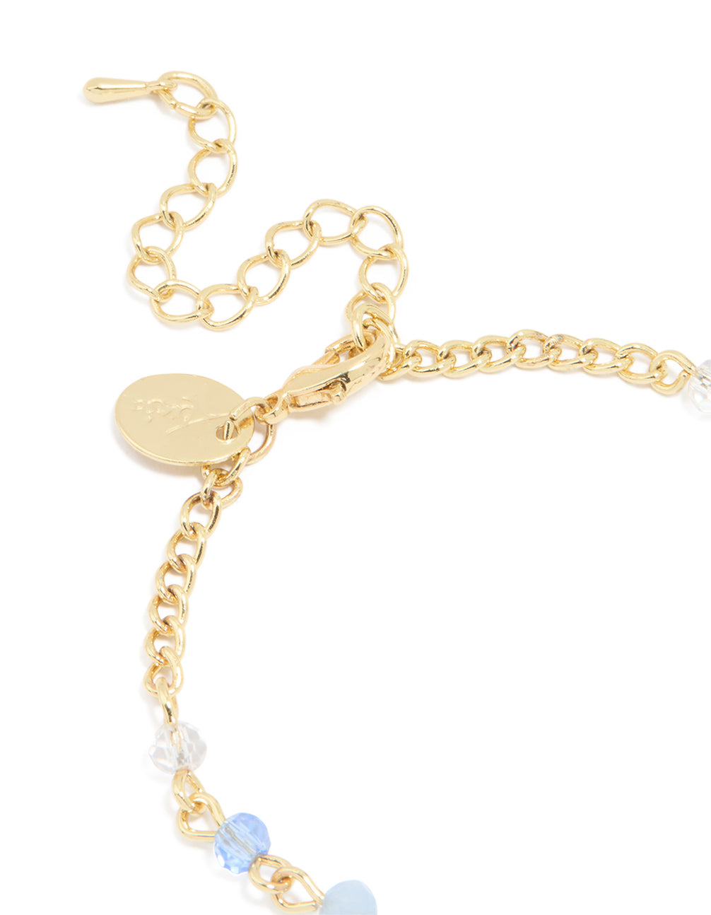 Gold Plated Blue Beaded Cross Bracelet