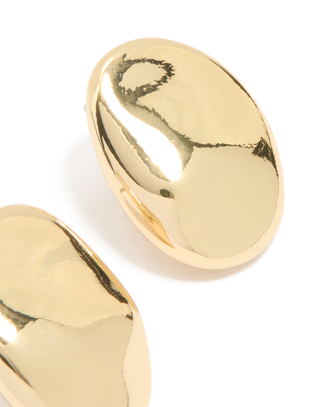Gold Plated Organic Oval Pebble Stud Earrings