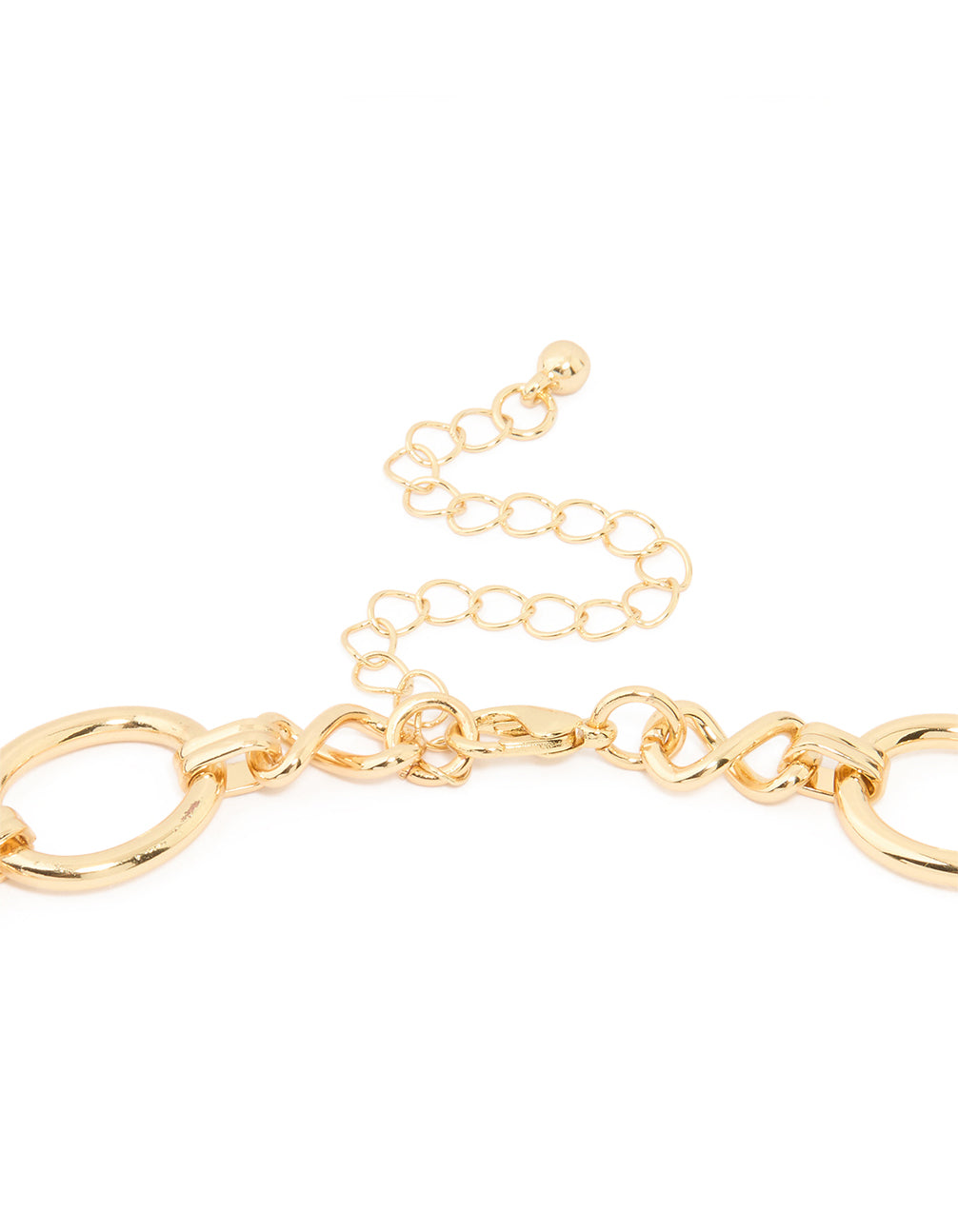 Gold Plated Oval Link Hammered Large Y-Necklace