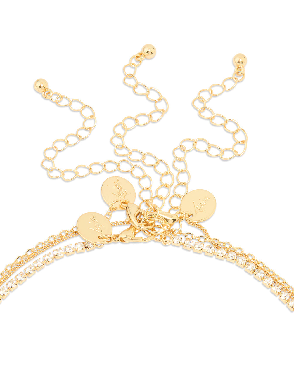 Gold Plated Diamante & Pearl Pendant Layered Necklace