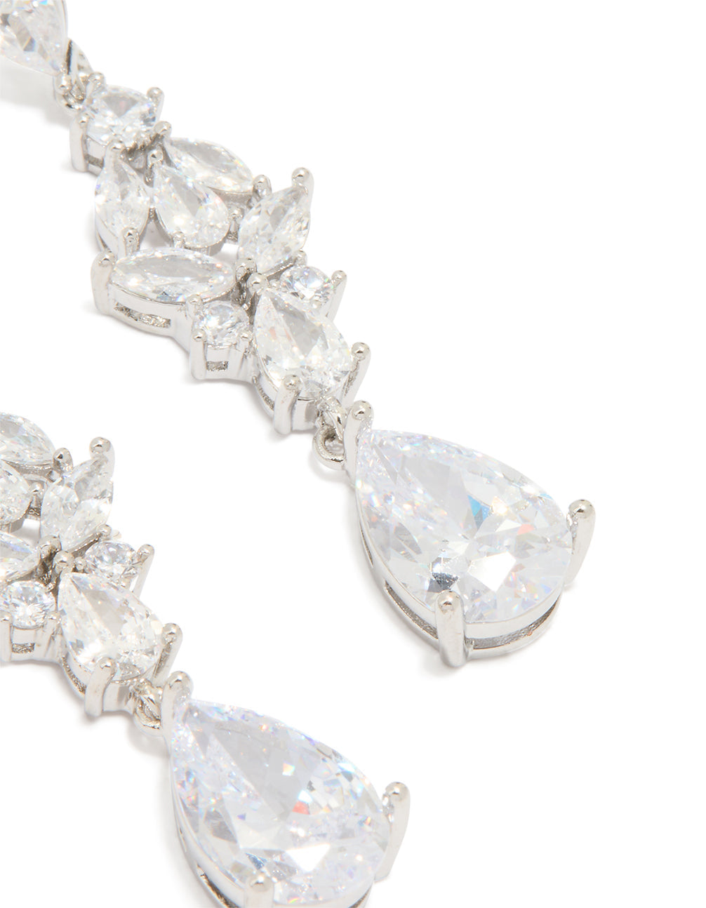 Silver Cubic Zirconia Large Butterfly Drop Earrings