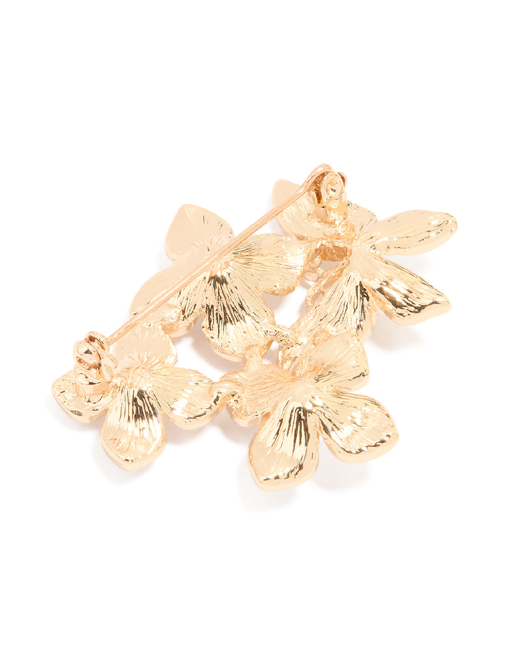 Gold Enamel Flower & Butterfly Brooch