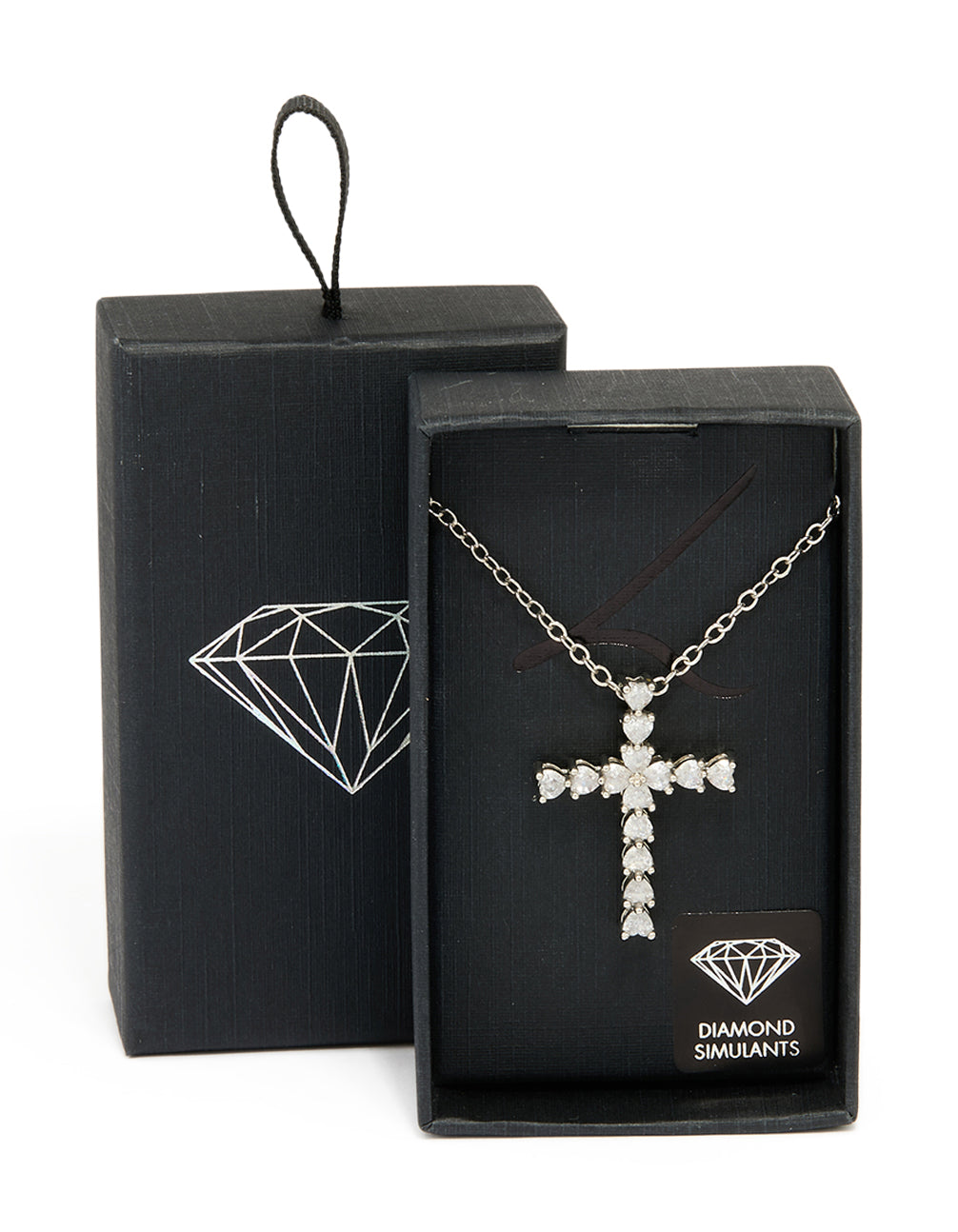 Silver Diamante Cross Necklace