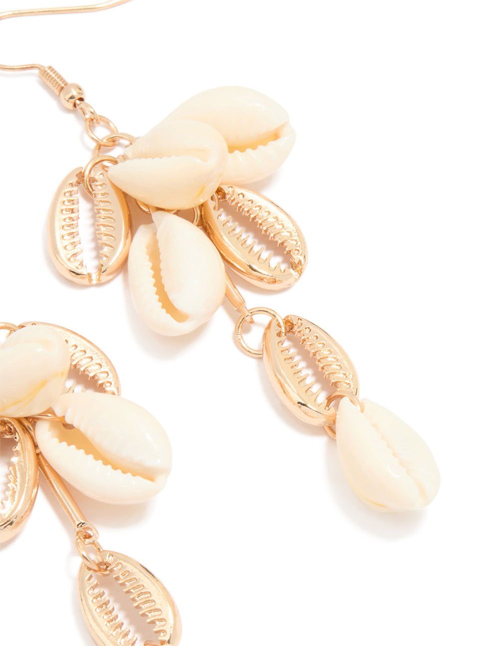 Gold Genuine Shell Cluster Drop Earrings