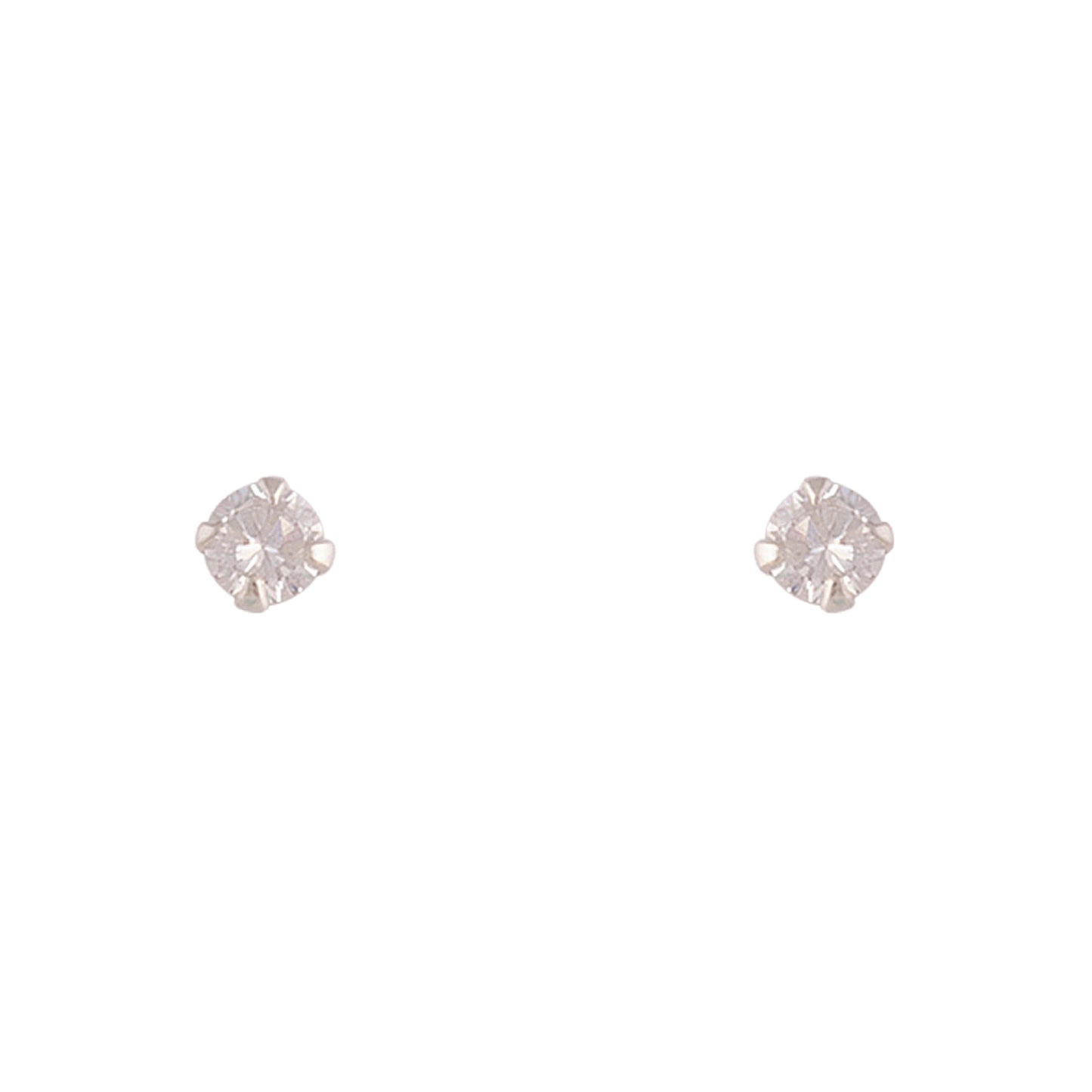 4 CLAW ROUND 4MM CUBIC ZIRCONIA STUD ON STERLING SILVER POST