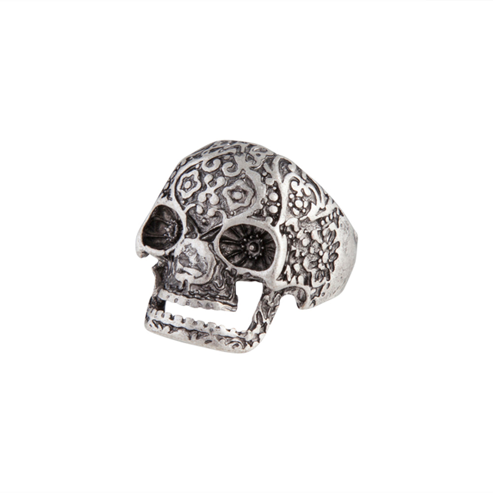 ANTIQUE SILVER DETAILED SKULL