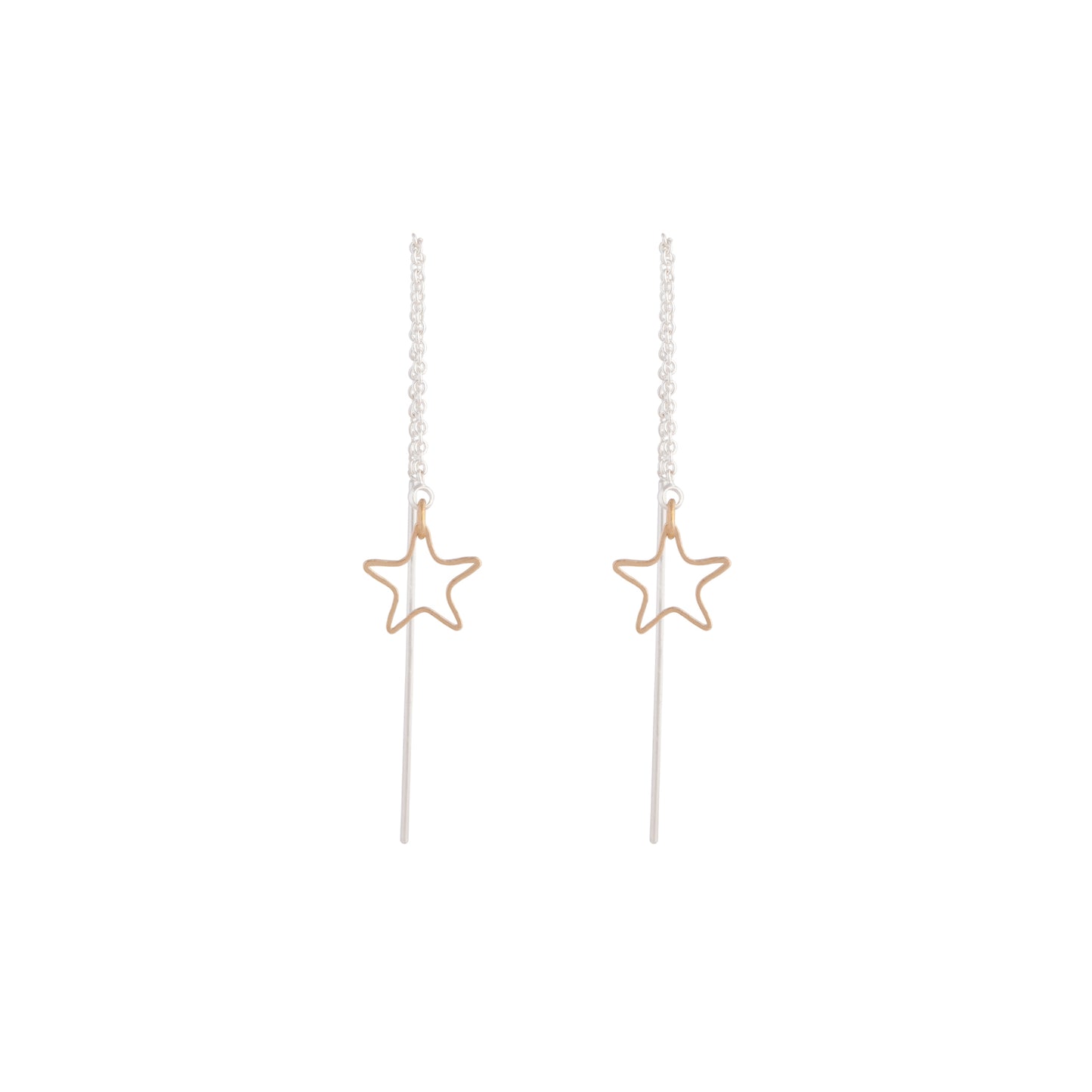 FINE SILVER THREAD THROUGH CHAIN WITH SMALL GOLD STAR
