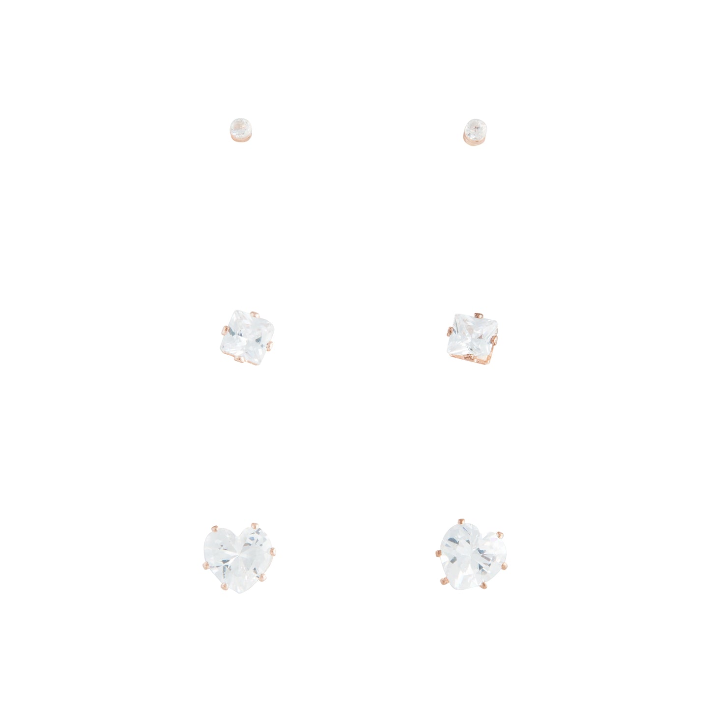 3PACK ASSORTED CUBIC ZIRCONIA STUD EARRINGS