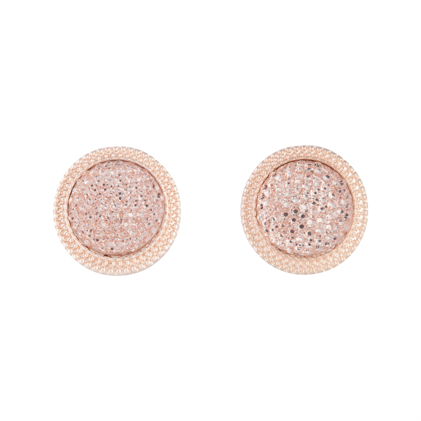 ROSE GOLD ROUND JEWEL STUD EARRING IN PEACH
