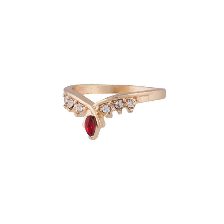 GOLD DIAMANTE AND RED CHEVRON ENGAGEMENT 17mm BAND