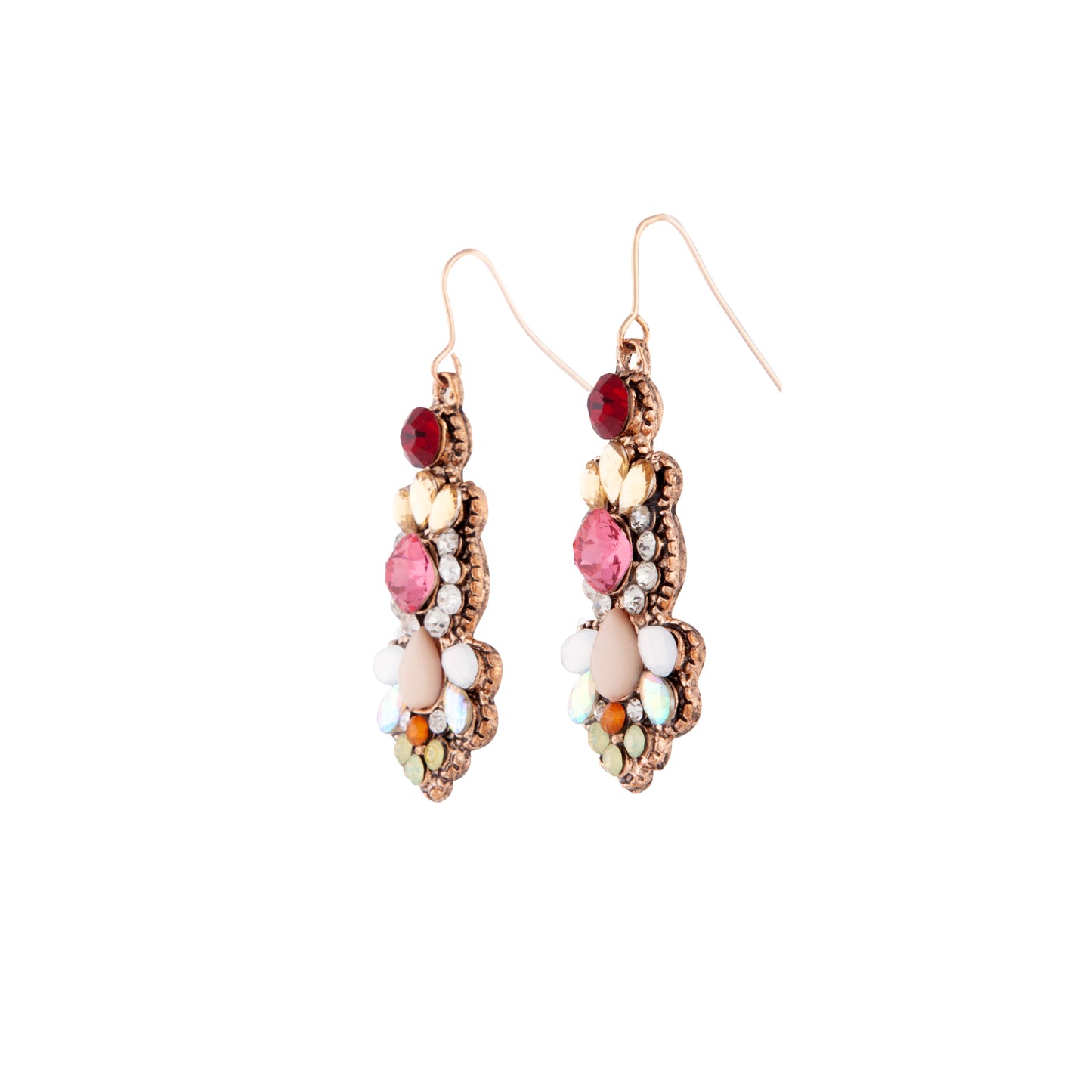 MIXED BEAD AND JEWEL DROP EARRING HANDCRAFTED IN INDIA