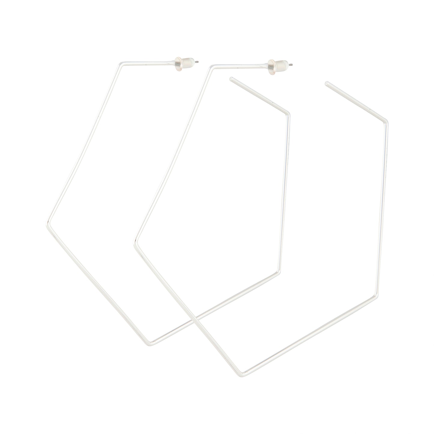 SILVER TONE 10CM PENTAGON HOOP