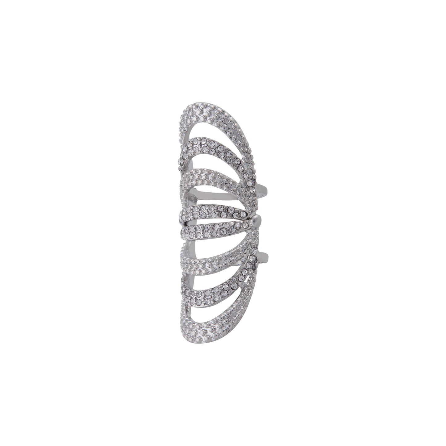 SILVER DIAMANTE ARCHED ARMOUR RING