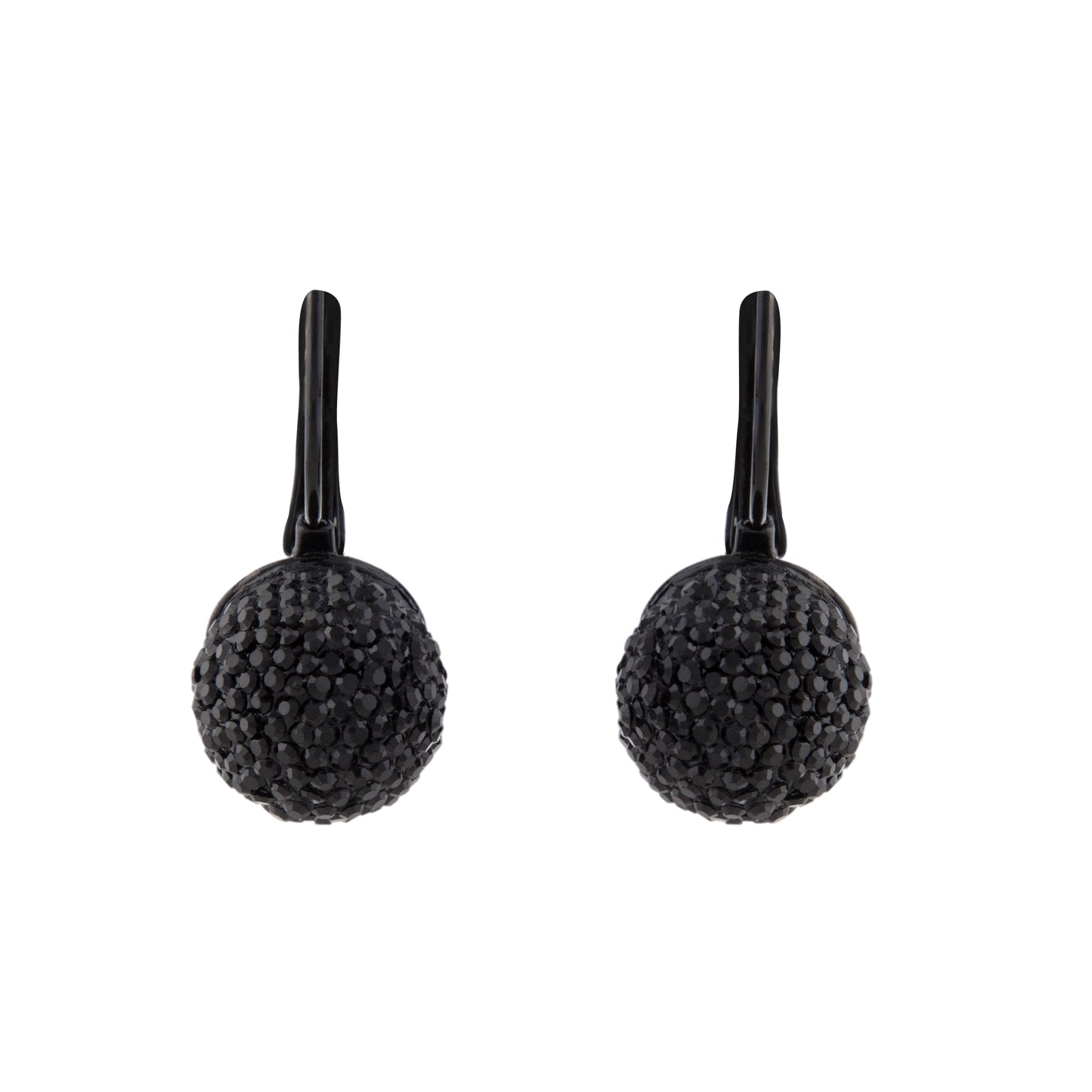 BLACK SHAMBALA BEAD ON COATED METAL CONTI CLIP EARRING