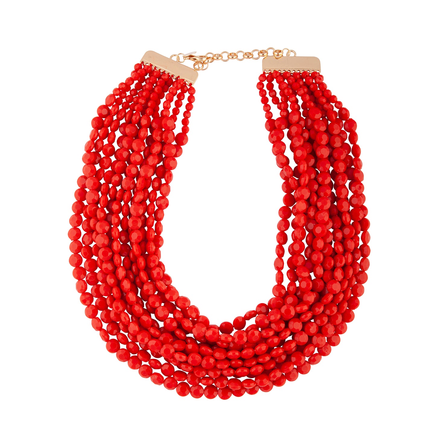 RED SG 12 LAYER FACET BEAD NL