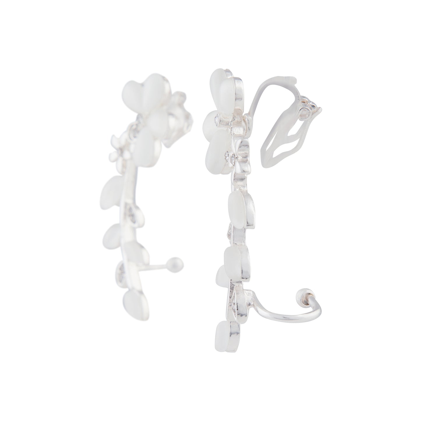 PEARLIZED JEWEL FLOWER AND VINE EAR CUFF 2PACK