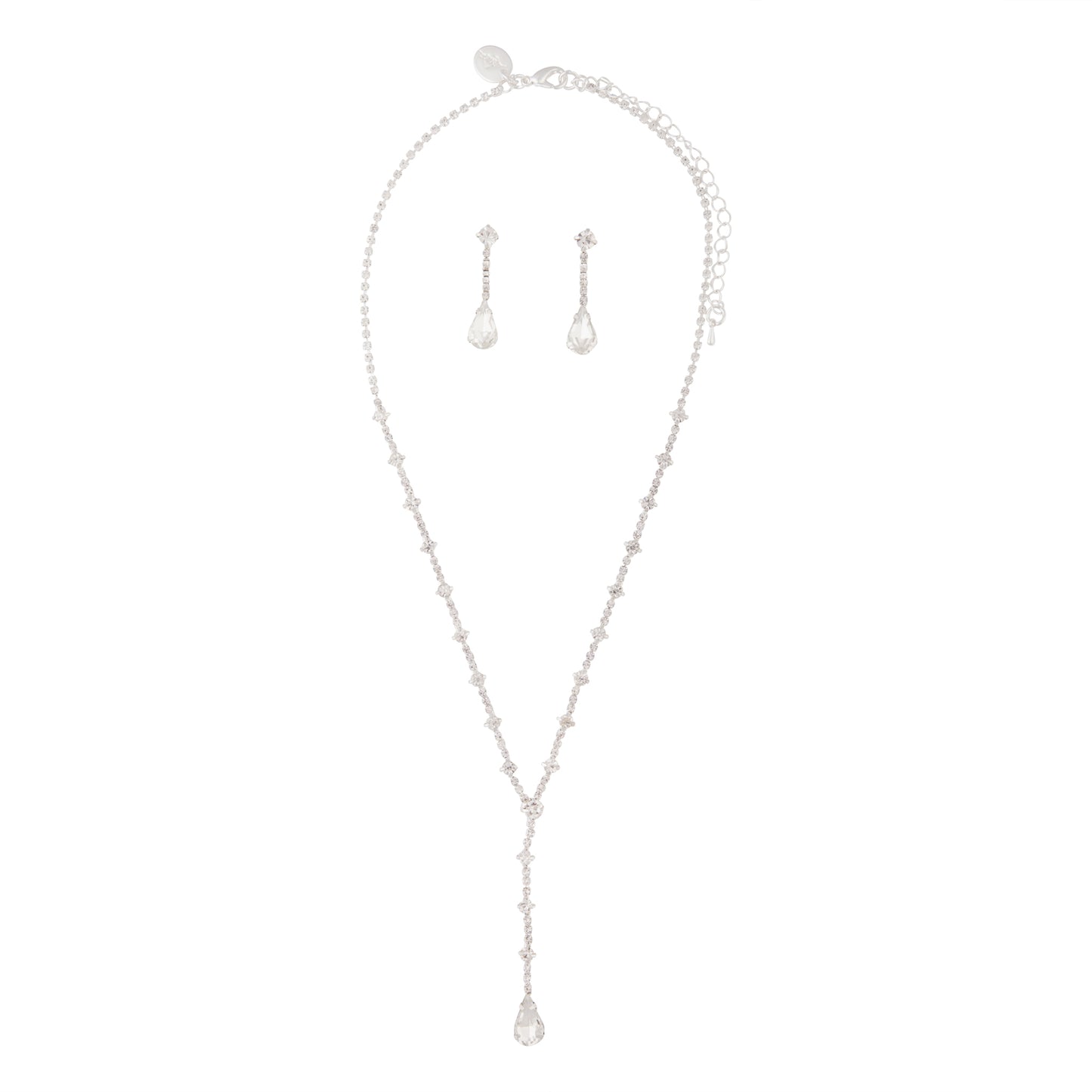 DIAMANTE STATION Y NECKLACE AND SMALL DROP EARRING SET