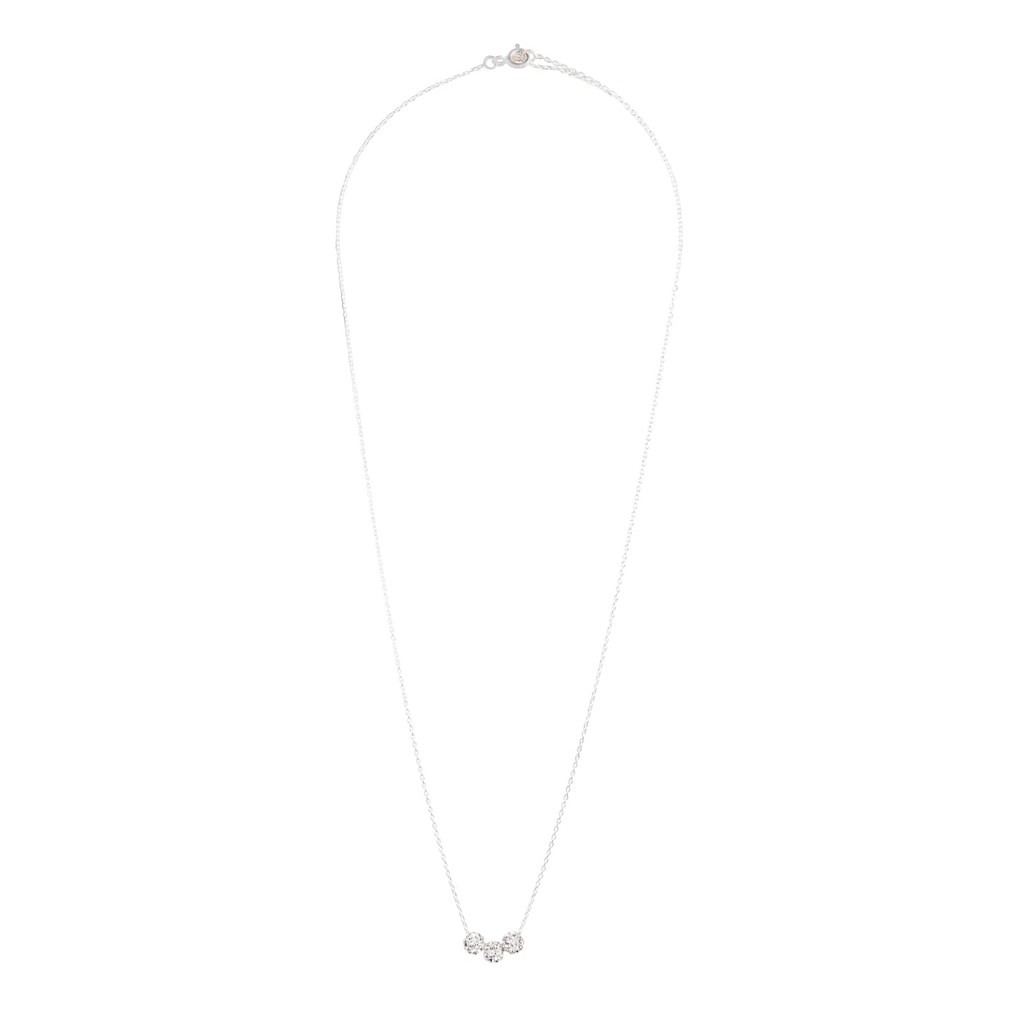 SILVER FIREBALL TRIO ON FINE STERLING SILVER SHORT NECKLACE