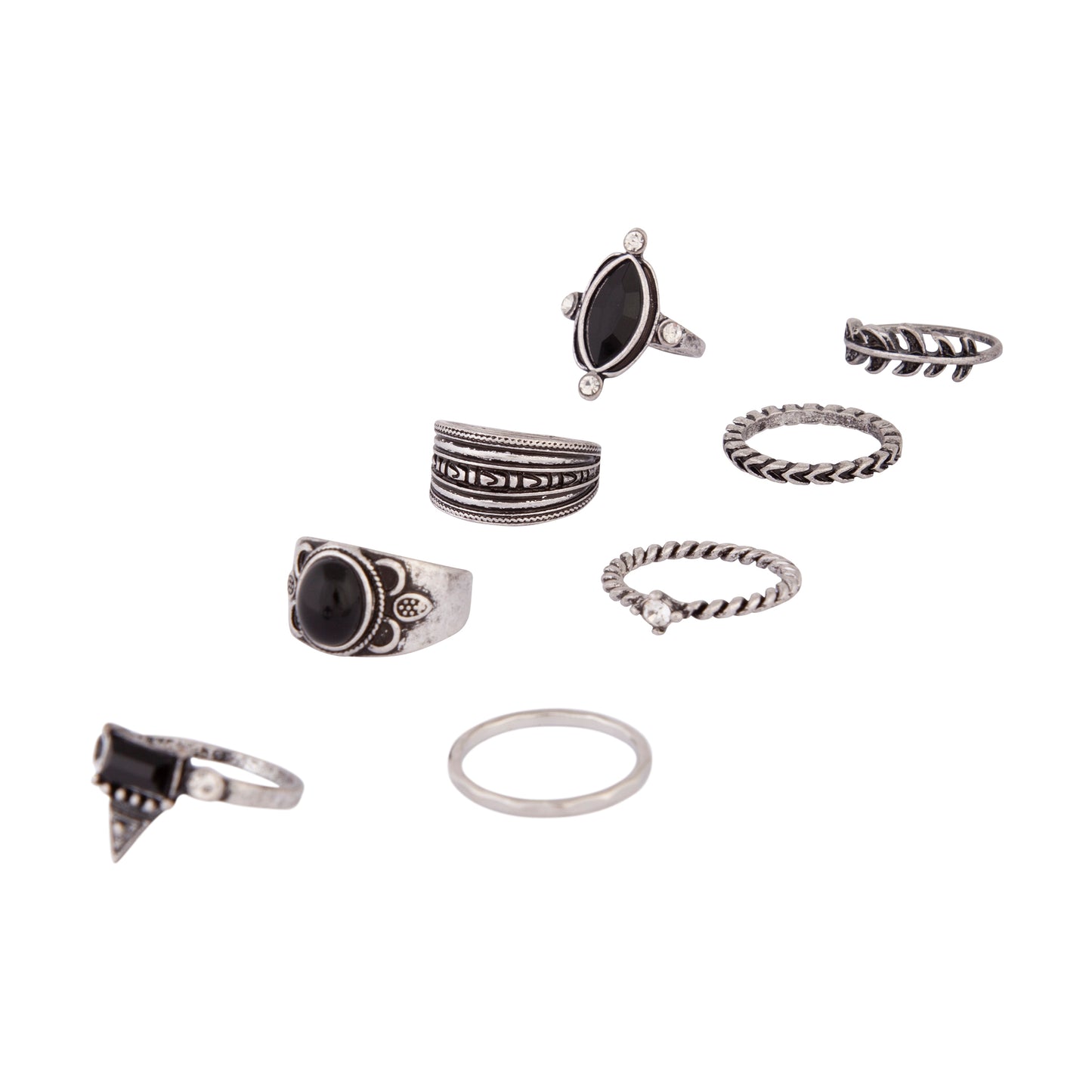BOHO BURNISHED SILVER RING PACK